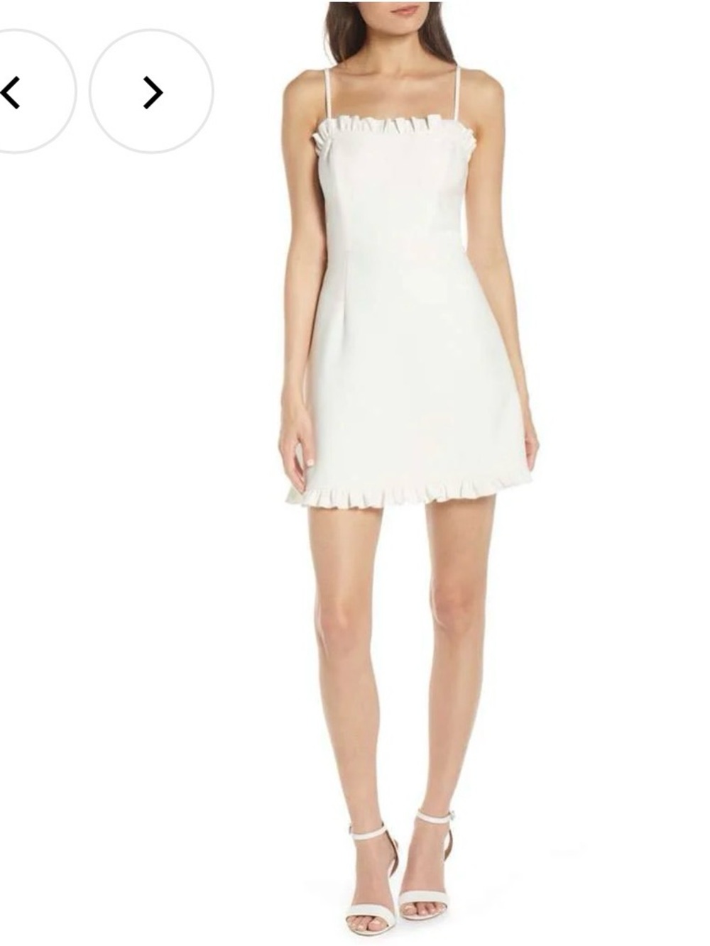 White Ruffle-Trim Mini Dress